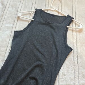 Grey heather charcoal maxi dress body con with slit